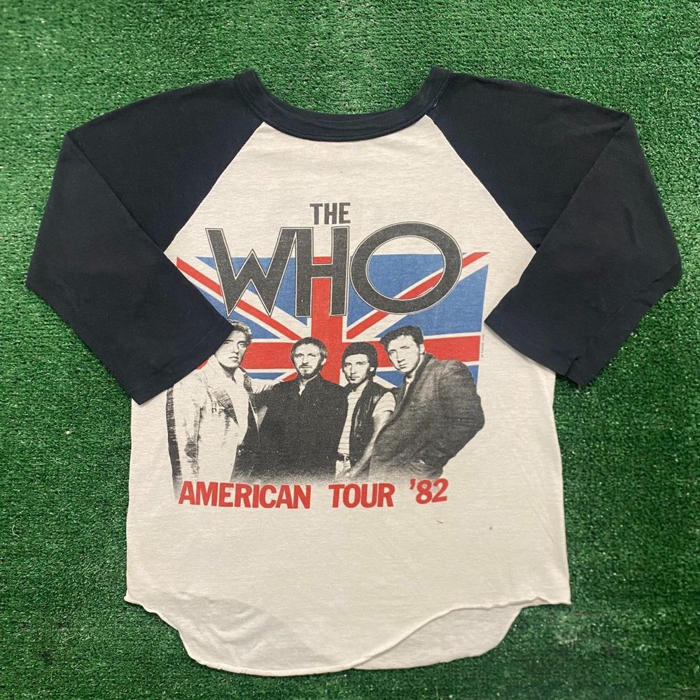 Vintage 80s The Who American Tour 1982 Raglan T-Shirt White M Single Stitch
